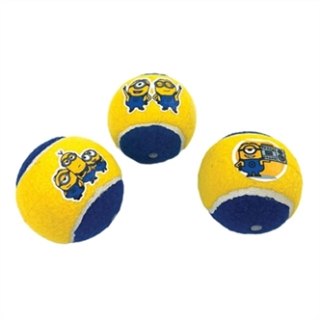 MINIONS SQUEAKY TENNISBALLEN MET PIEP GEEL / BLAUW 6,5 CM